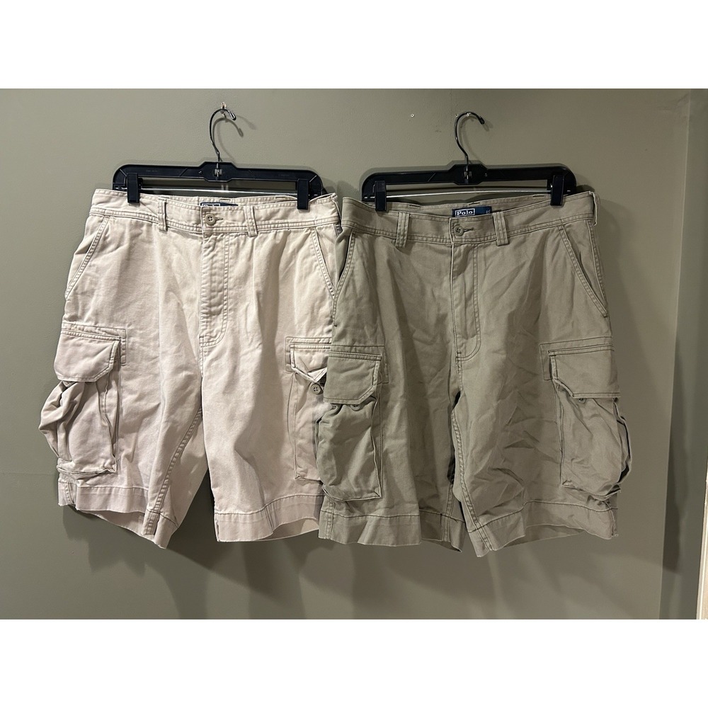 Vtg Polo Ralph Lauren 67 Cargo Shorts (2) Mens Sz 34 Baggy 90s Y2K Tan/ Green